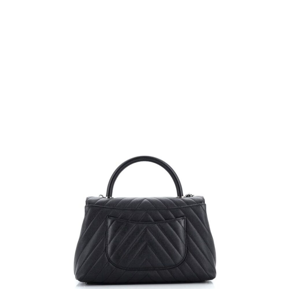 Chanel Coco Top Handle Bag Chevron Caviar Small Black - Picture 4 of 9